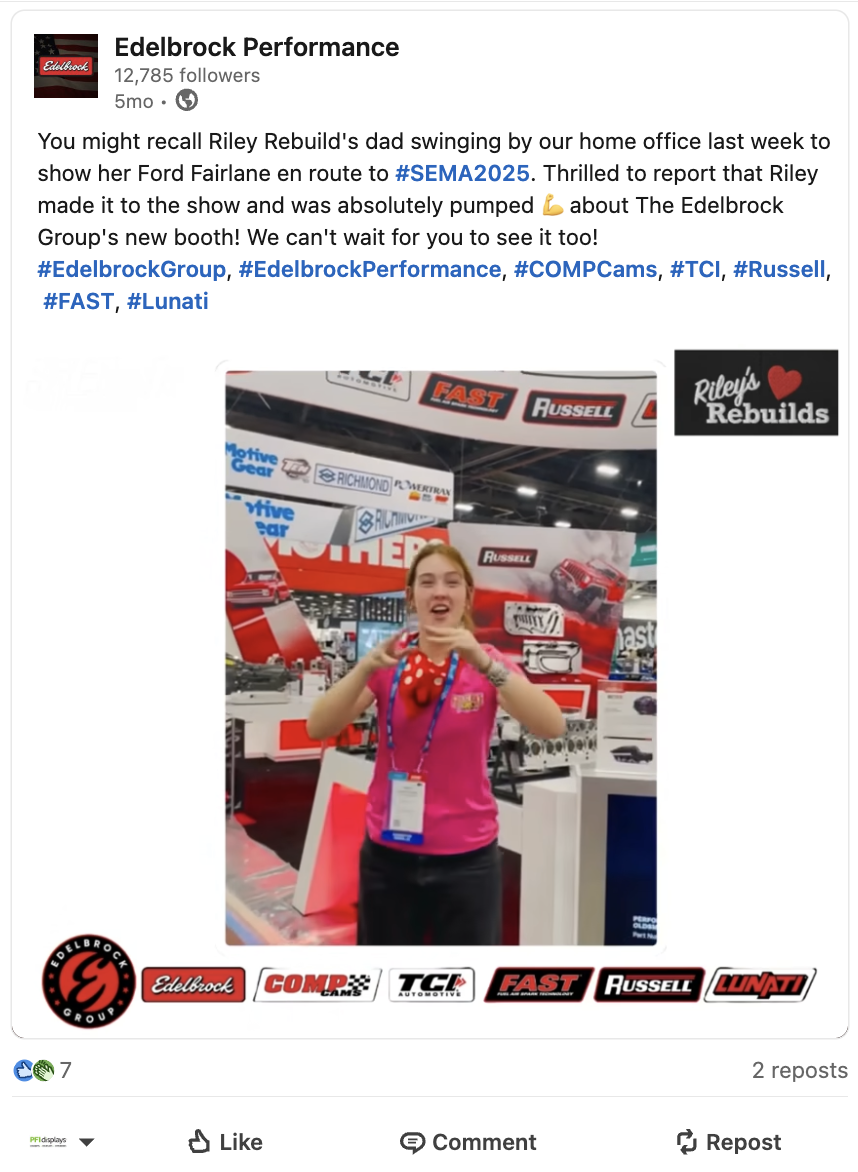 Riley Rebuilds at Edelbrock Booth SEMA 2025
